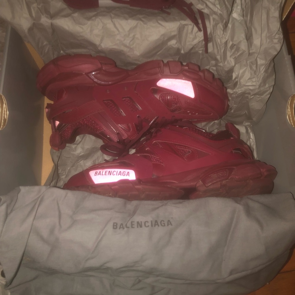 Burgundy Balenciaga track sneakers. Size 38 European and size 8 US gently used